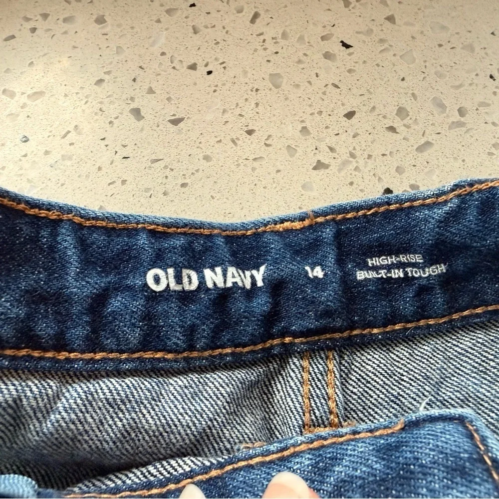 Old Navy Dark Blue Jean Shorts with White Lace Trim